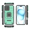 For iPhone 16 Plus Case PC+TPU Camshield Phone Cover with Ring Holder Kickstand