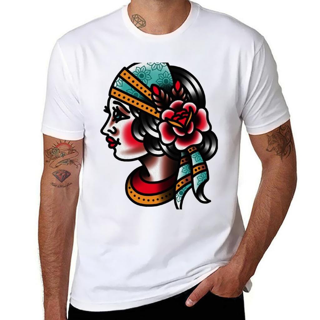 Traditional Gypsy Tattoo Piece Tshirt Work Utility Short Sleeve Shirt