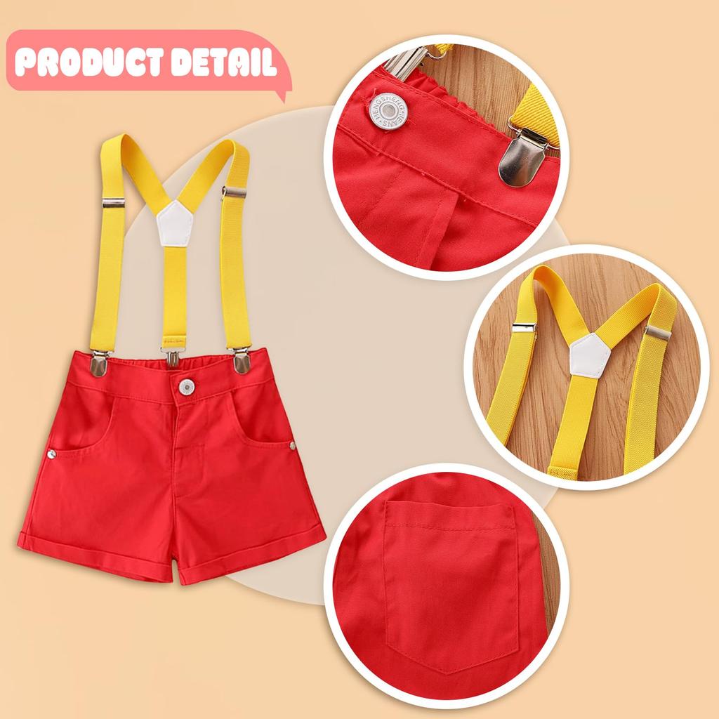 Matreeglam Kids' Halloween Costume Set with Suspenders for Boys, Short Sleeve Suit and Bow Tie, Perfect for Christmas, Birthdays, or as a Gift (Boys'