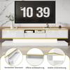 TV-Schrank, mit 3 Schubladen und offenem Fach, mit LED-Beleuchtung und goldenen Akzenten, modernes Lowboard mit viel Stauraum