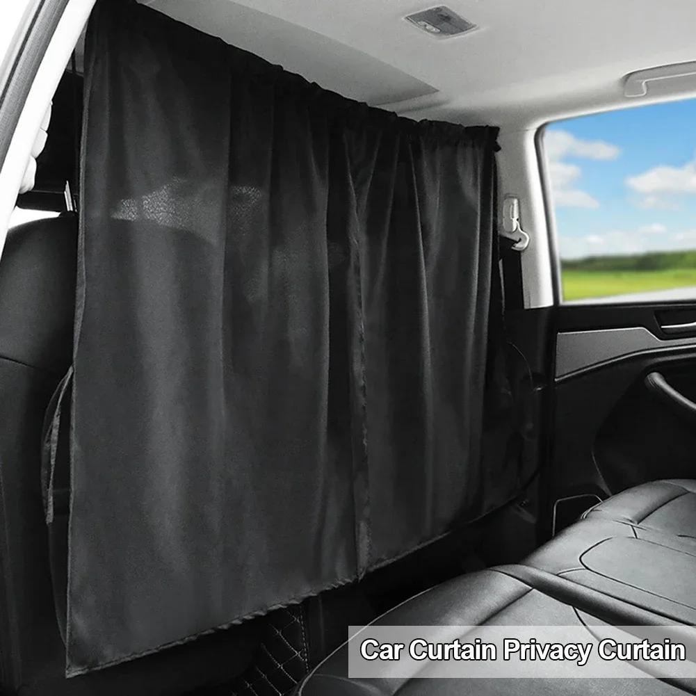 2Pcs Car Partition Curtains Sunshade Car Privacy Curtains Between Rear Seat Auto Blackout Curtains Black Side Window Sunshades