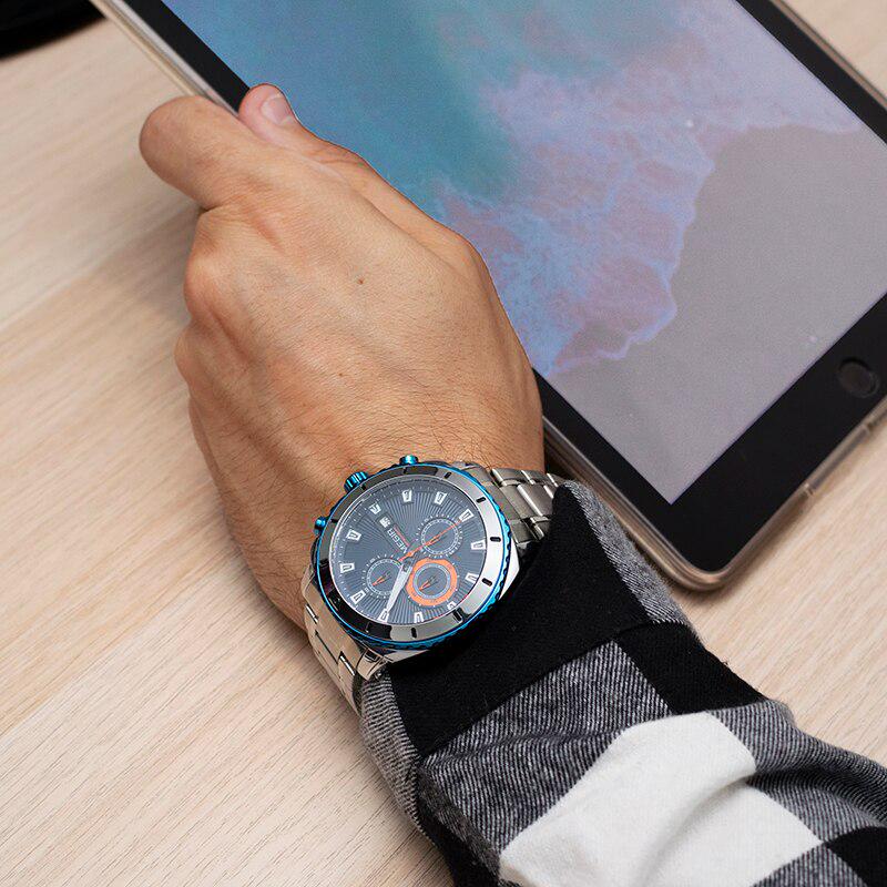 MEGIR Top Brand Luxury Men Quartz Watch with Stainless Steel Band Chronograph Business Wrist Watches Men Clock Relogio Masculino