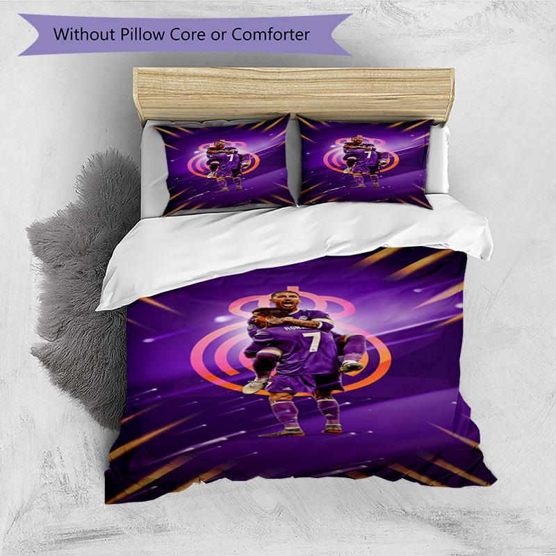 Ronaldo's Iconic Number Seven Bedding Set, Breathable Duvet Cover with Pillowcases, Soft Bed Linen for Bedroom Home Decoration, Perfect Festival Birth