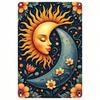 Vintage Boho Sun Moon Metal Sign Floral Wall Decor 8x12 Inch