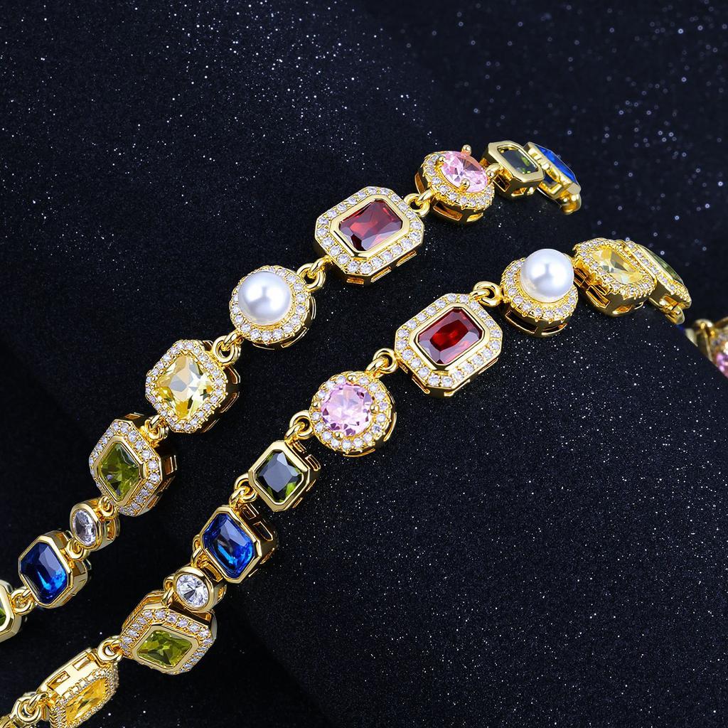 Bijoux Hip Hop Zircone Cubique Zircon Pierre Précieuse Multicolore Émail Motif Couleur Mixte Chaîne Collier