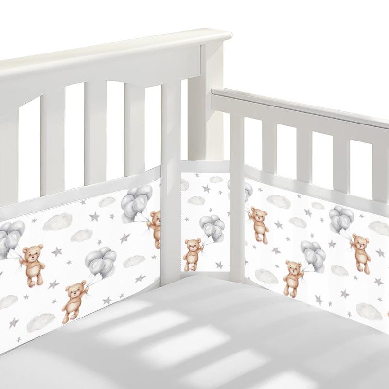 Breathable Mesh Crib Liner for Standard-Size Cribs (1 Panel 340x30 cm + 1 Panel 160x30 cm)