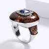 Retro Hyperbole Enamel Ring Bicolor Floral Fashion Sapphire Casual Ball