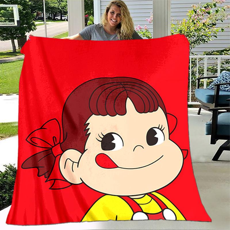 1pc Blanket Peko Chan Print Design, Lightweight Blanket for Sofa, Bed- Soft &Warm, Gift for All Seasons like Christmas, Halloween