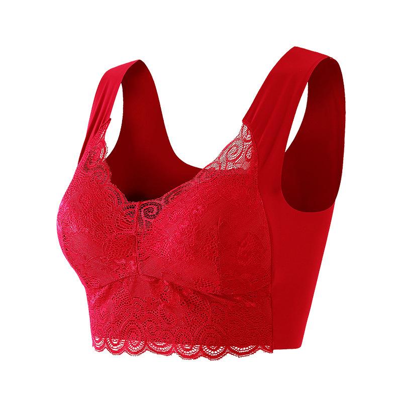 Plus Size Lace Sports Bra - Breathable Push-Up, Wire-Free, Side Support for Women