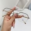 Men's Retro Double Bridge Half-Frame Rimless Anti-Blue Light Prescription Glasses
