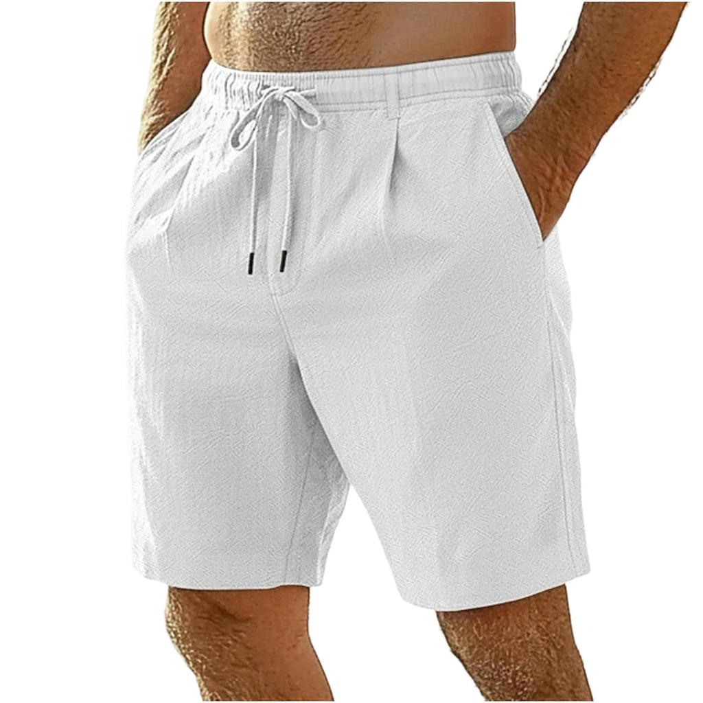 Men's Thin Flax Breathable Beach Sports Leisure Loose Five Points Short