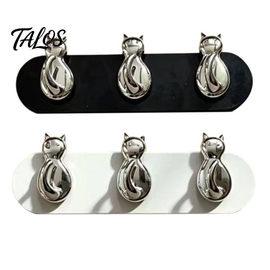 Cat-Shaped Wall Hooks, No Drilling Strong Bearing Capacity Hooks, Three-hook Combination Rack for Keys Bags Accessories