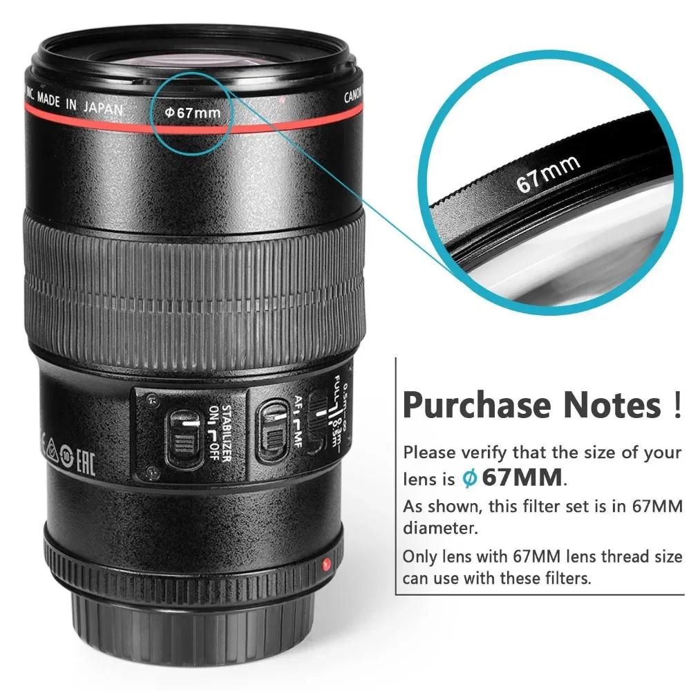 Lightdow Lens Filter ND2 ND4 ND8 3 In 1 Set Neutral Density Filter 49 52 55 58 62 67 72 77 82 for Nikon Sony Pentax Canon Camera