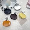 Stylish Leather Keychain Holder Mini Pouch For Earphones Compact Design Sturdy Metal Clip Accessory For Daily Essential