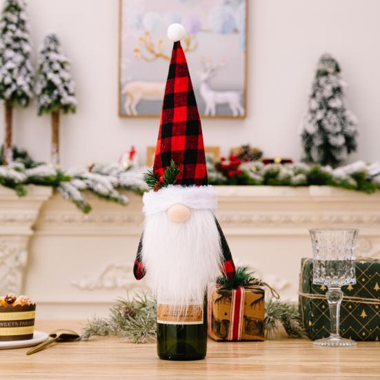 Champagne Bottle Cover Increase Atmosphere Reusable Fine Workmanship Wide Application Gift Decorate Cartoon Plush Christmas Wine Bottle Clothes