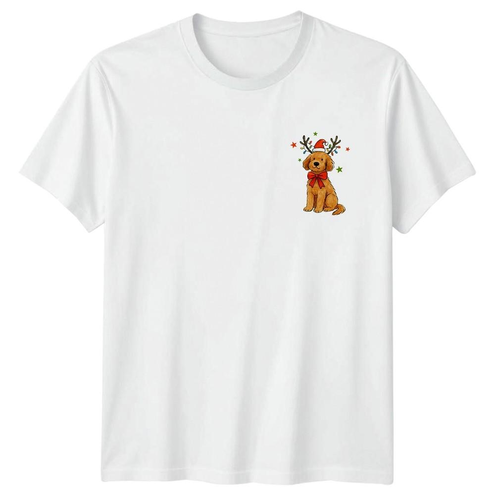 Golden Retriever Dog Reindeer Christmas Lights Holiday Unisexs Unisexs Graphic Tee S