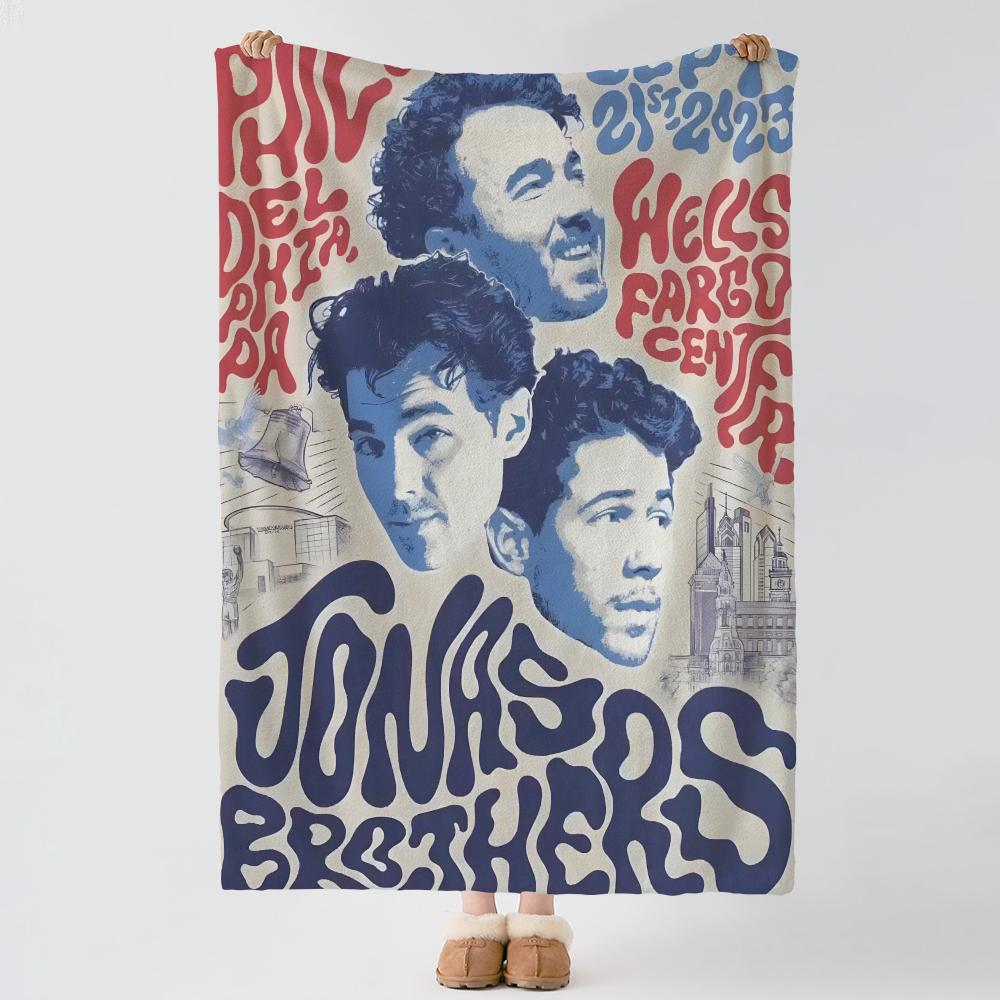 Music J-Jonas B-Brothers Throw Soft Warm Flannel Blanket, Multi-use Throw for Bed Sofa Office, Air Conditioning Nap Blanket