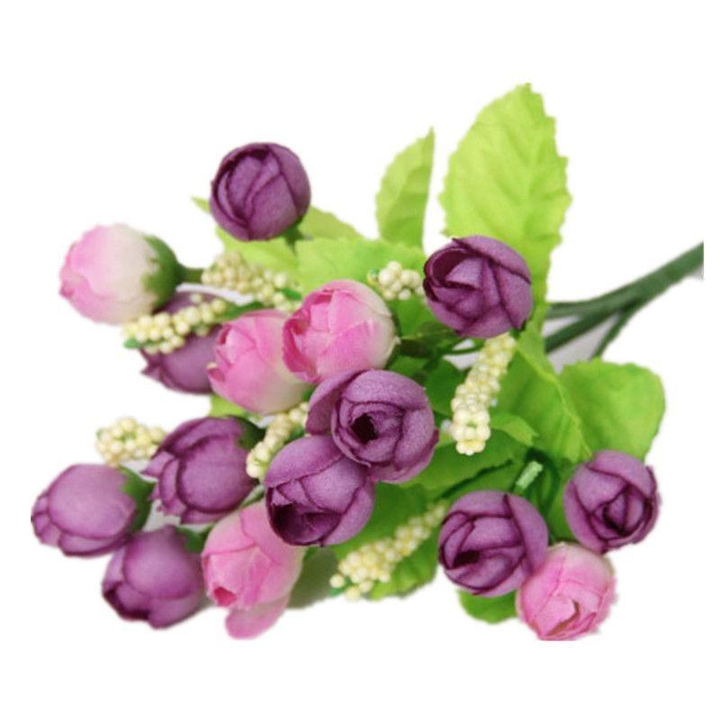 

Elegant Artificial Flowers Tea Rose Buds For Wedding Bouquet And Bridal Decor светло-фиолетовый