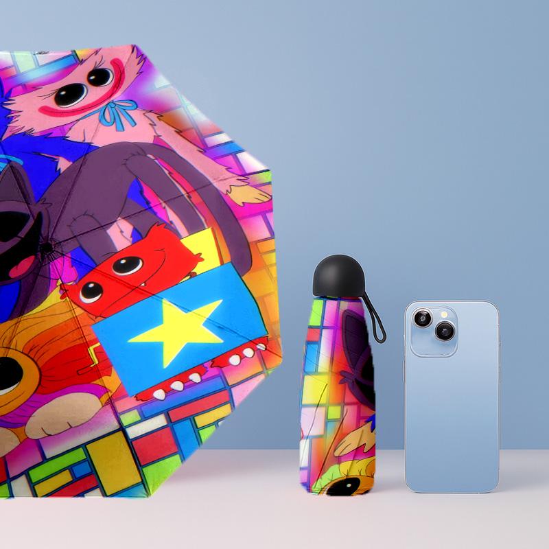 Poppy Playtime Imprimé 5 ?Pliage Mini Parapluie 8?Parapluie compact coupe-vent à nervures pour femmes, de poche