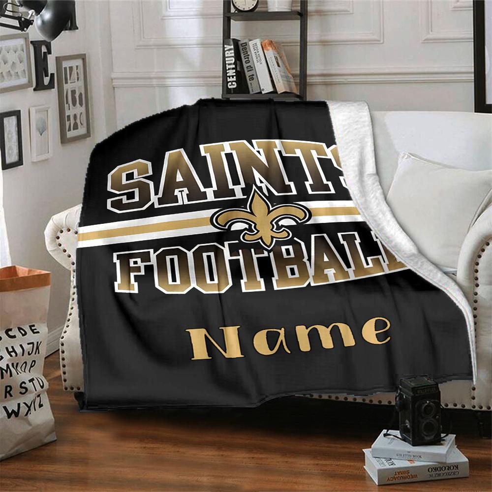 Saints Football Team Logo Customized Your Name Blanket Lightweight And Comfortable Warm Blanket Suitable For Bed Home Chair Office Sofa Camping