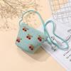 Children Foldable Woven Straw Bag Summer Girl Shoulder Bags Red Cherries Kids Handbags Beach Travel Crossbody Bags Small Wallets