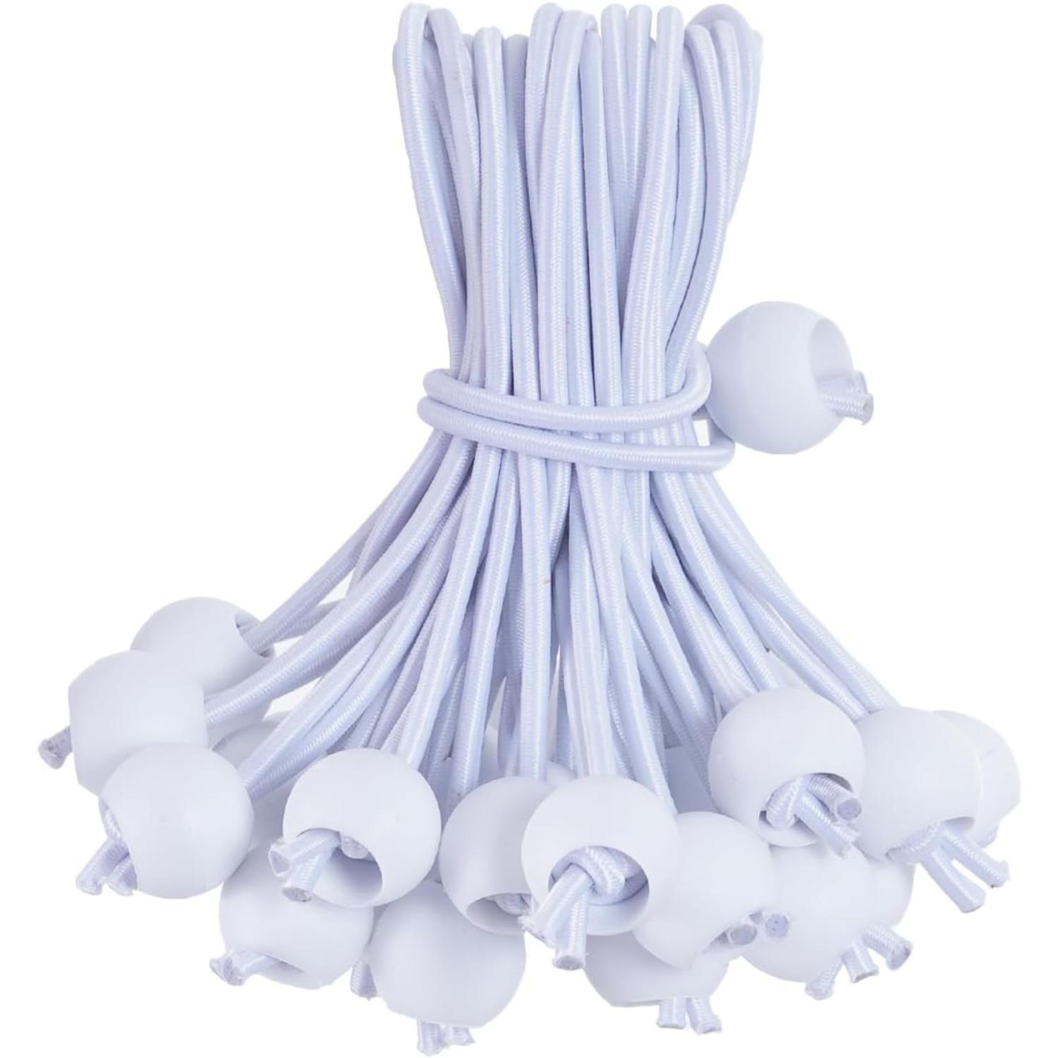 Ball Bungee Cord,Heavy Duty,30 Pcs White Tarp Ball Bungee Ties for Outdoor Camping Tarp (6 Inch) 30-Pack белый