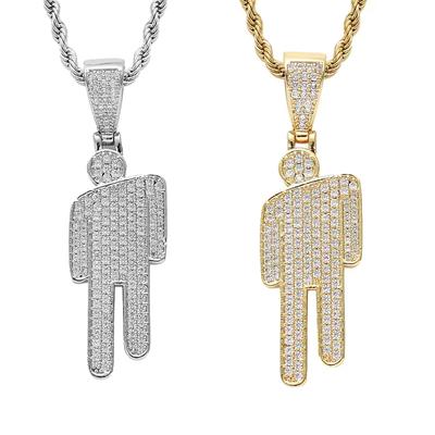 Hip Hop Strass schräger Kopf Anhänger Halskette Street Schmuck Zubehör