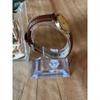 Used Working Item Y2K ORIENT Quartz Gold Dial Brown Leather Strap Men's Watch