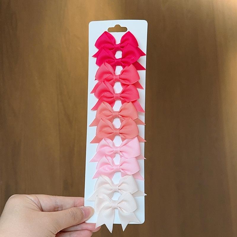 10Pcs/set Solid BB Hair Clips For Cute Girls Ribbon Bowknots Boutique Barrettes Hairpins Headwear Kids Hair Accessories Gifts