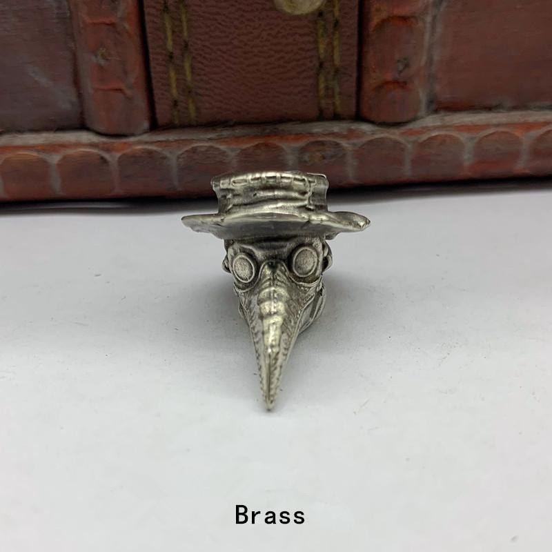 Vintage Brass Plague Doctor Crow Knife Pendant Necklace with Paracord Rope