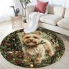 Weihnachts-Yorkshire-Terrier-Muster runder Teppich, Teppich für Wohnzimmer, Schlafzimmer, Spielzimmer Dekor, Rutschfeste Fußmatte, Weihnachtsgeschenke und Geburtstagsgeschenke