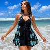 Plus Size Two Piece Swimsuit Printed Flattering Conservative Bathing Suit For Women