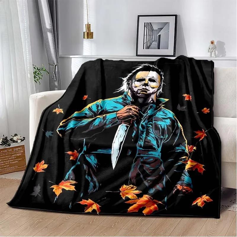 Horror movie character M-Michael Myers Halloween Home Bed Blanket Comfortable Portable Bedroom Sofa Picnic Blanket Gift