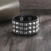 Punk Fashion Men Black Cuff Leather Bracelet Wristband Metal Rivets Stud Charm 80S Wrap Bangle For Women Rock Gothic Jewelry