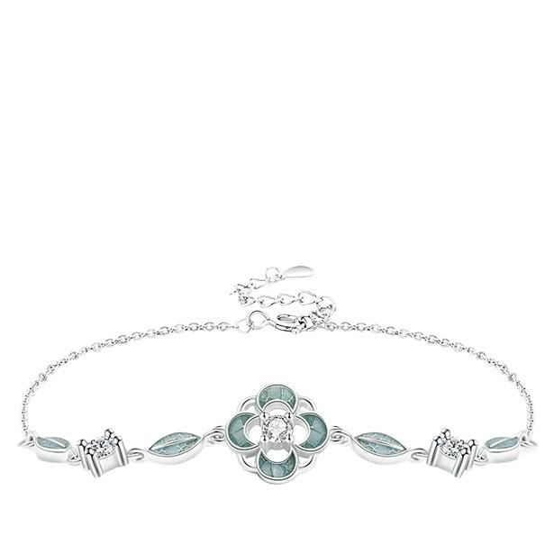 Enamel Drip Four-Leaf Clover Couple Bracelet: Luxurious Unisex Chinese Light Jewelry
