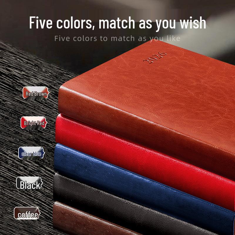 2026 A5 Planner: Soft Leather Cover, Annual Calendar, Custom LOGO Efficiency Notebook