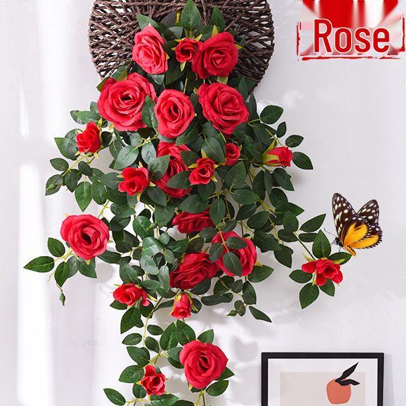 Artificial Rose Vine for Indoor Wall & Air Conditioning Pipe Decoration