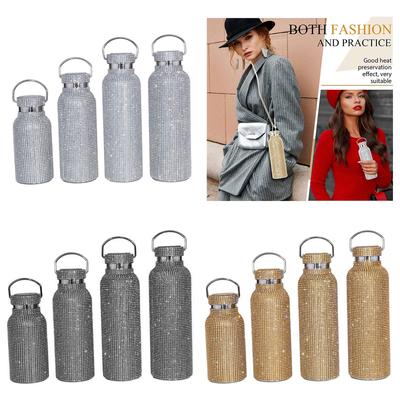 Diamond Water Bottle Bling Rhinestone Vacuum Flask Glitter  Bottles StainlessSteel Insulated Water Bottle Gift
