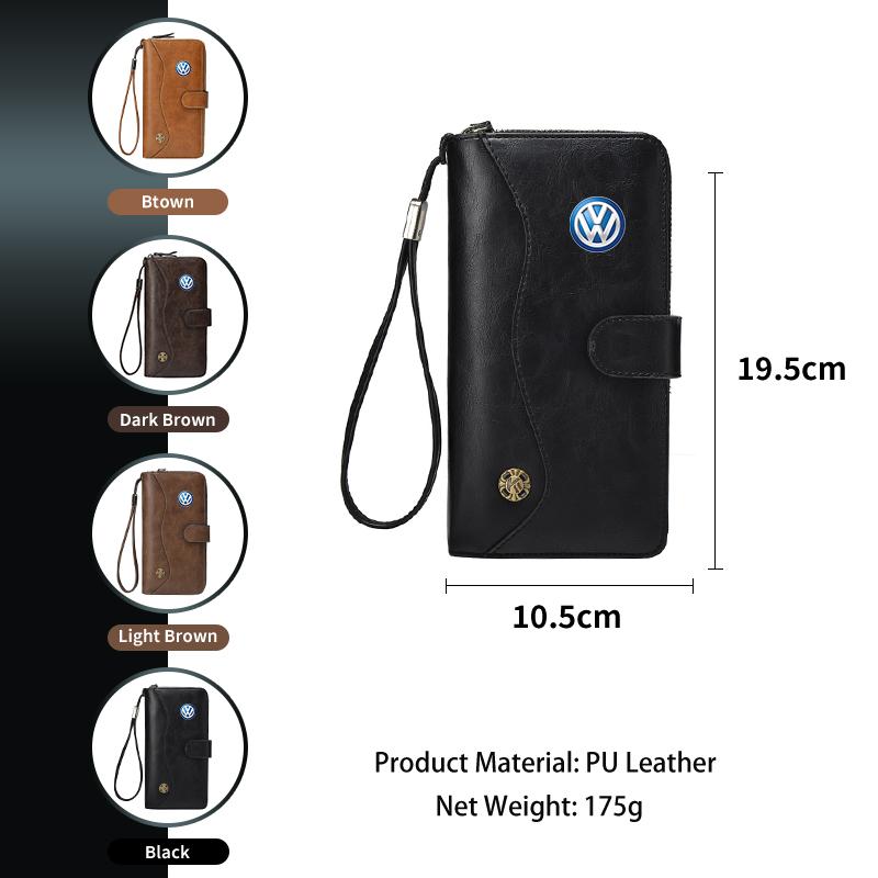 HAT1 Car PU Leather Vintage Snap Closure Clutch Bag Storage Pouch For VW Scirocco Jetta Beetle Golf Passat Polo Tiguan Sharan Touran