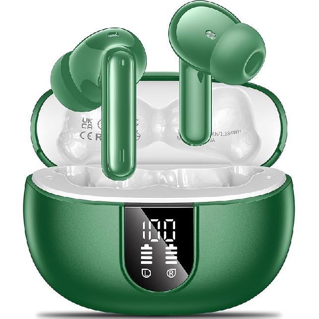 Wireless Earbuds, 2024 Wireless Headphones HiFi Stereo Earphones with 4 ENC Noise Canceling Mic, 42Hs Playtime In Ear Earbud, Bluetooth 5.3 Sport