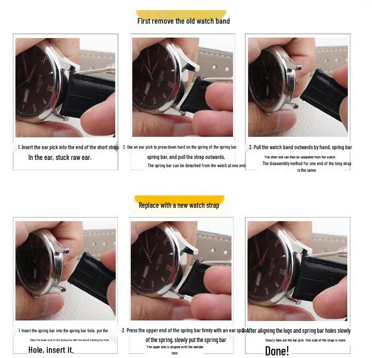 Damski miękki skórzany pasek do zegarka bransoletka - Opcje brązowy/czarny