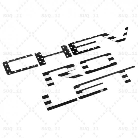 3D Raised US Flag Rear Tailgate Letter Emblem For Silverado -25 ert Decal