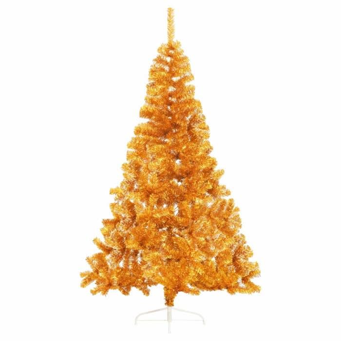 VidaXL Demi sapin de Noël artificiel avec support doré 180 cm PET 344692