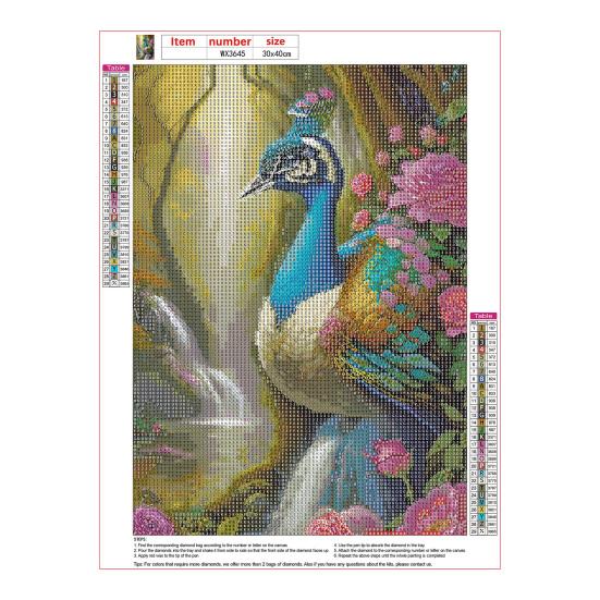 Diamant-Kunst-Set zum Selbermachen, Pfauenmuster, lebendige Farben, Stress reduzieren, Selbstvertrauen steigern, quadratisch, rund, Mosaik-Set, Heimdekoration