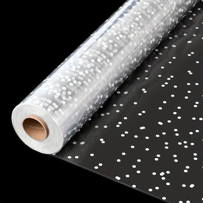 1 rotolo di cellophane trasparente a pois bianchi da 31,49 pollici x 98,42 piedi, rotoli di cellophane trasparente, sacchetti di cellophane trasparente di grandi dimensioni