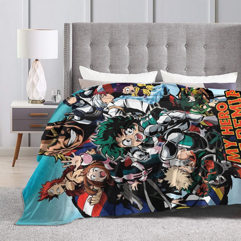 My Hero Academia Knitted Blankets Fleece Anime Soft Throw Blankets for Bed Bedspread