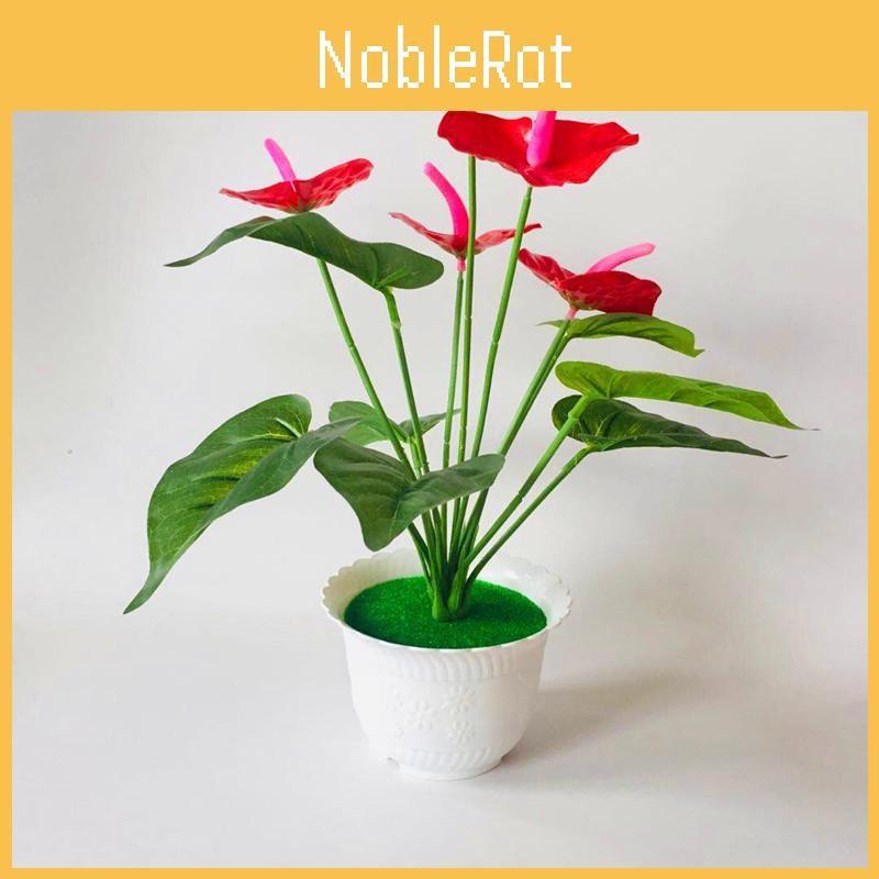 Anthurium Artificial Red Potted Flower For Outdoor Events Decoration Interior