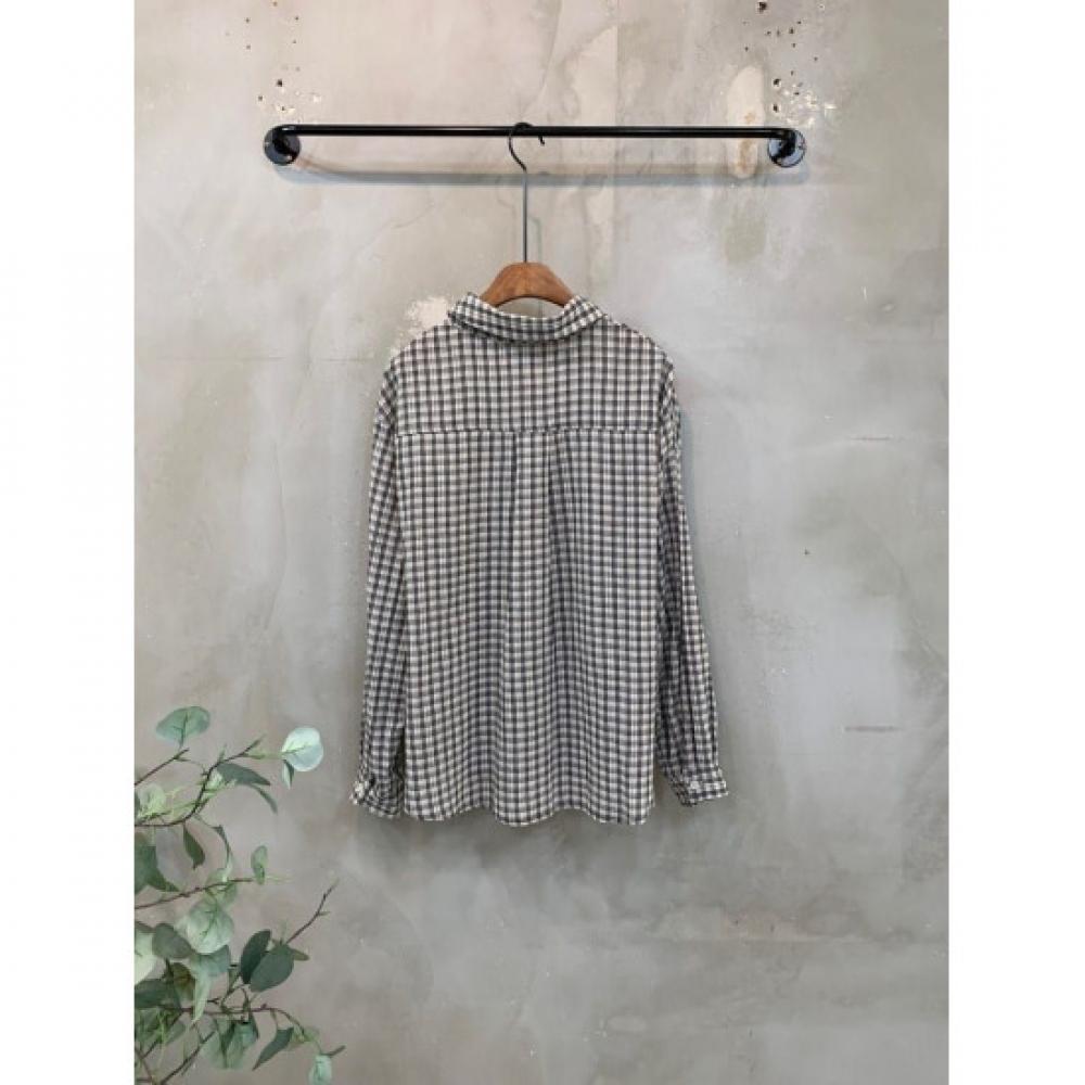 C S In The Room Dogi CheCk Pattern pIntuCk looSe Fit Long Sleeve Shirt 3 ColorS
