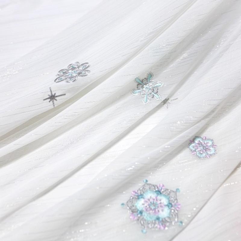 Snowflake Flower Embroidery Fabric DIY Hanfu Ancient Style Cheongsam Summer Skirt Children Clothing Baby Clothe Designer Fabric