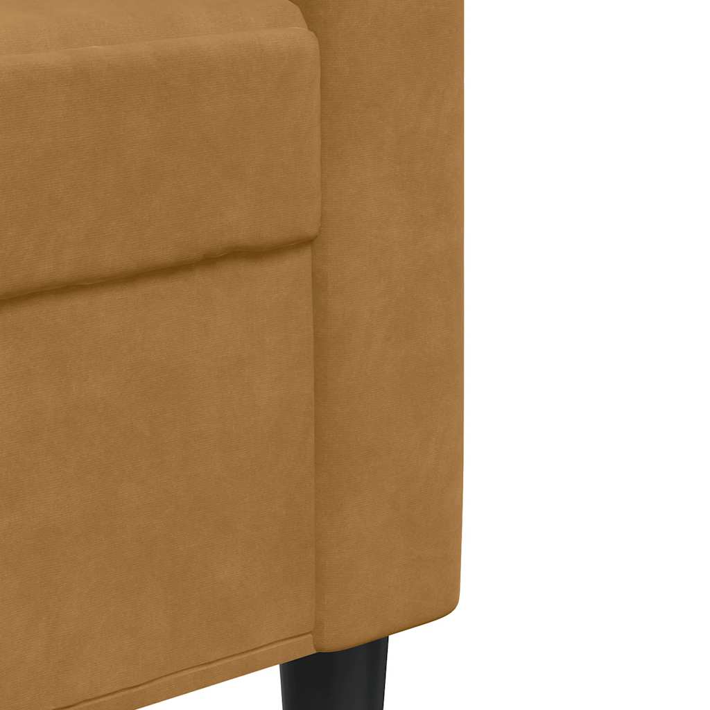 4 Piece Velvet Sofa Set with Cushions Brown